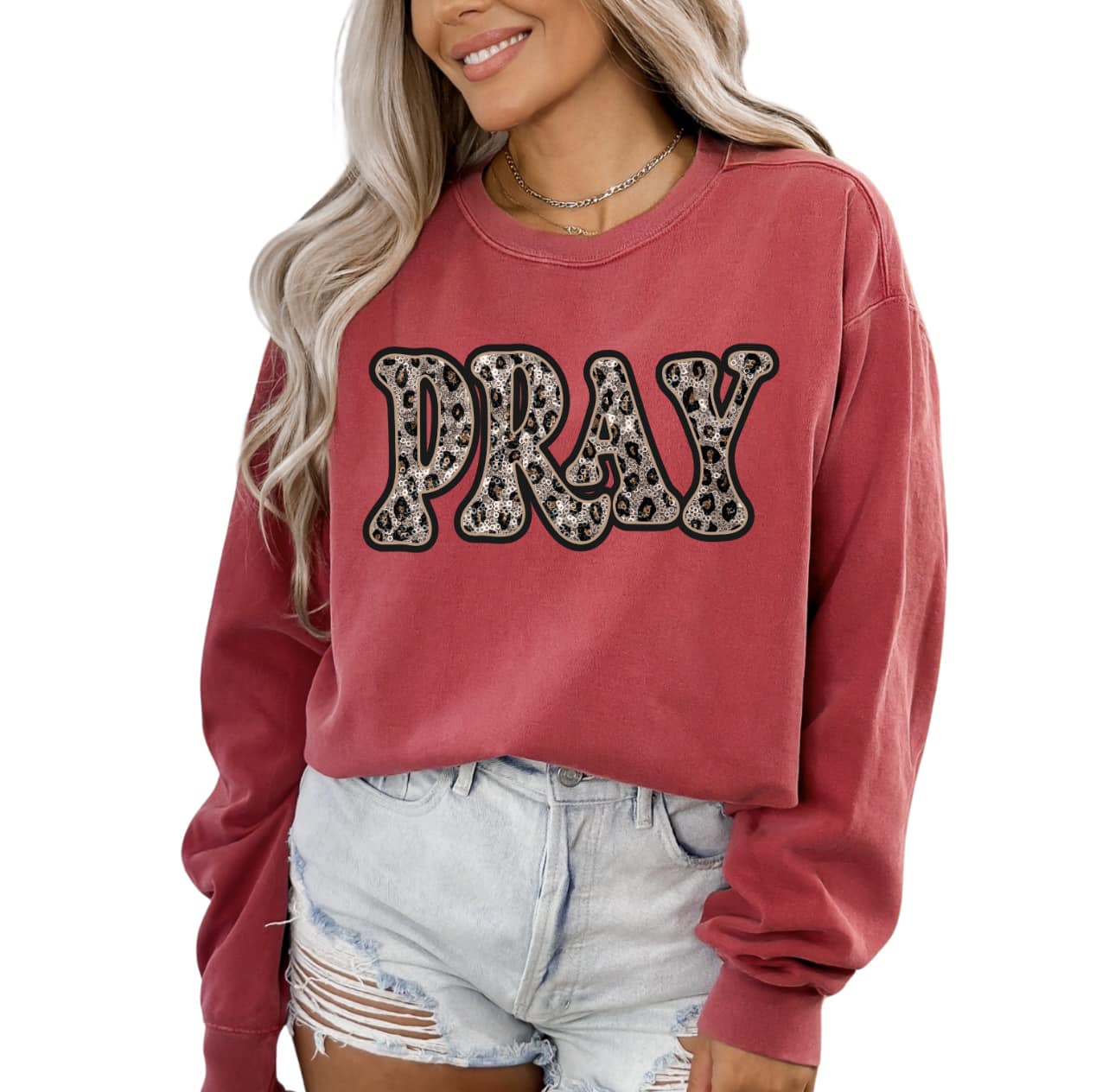 A Pink Sweatshirt With A Leopard Text Print 